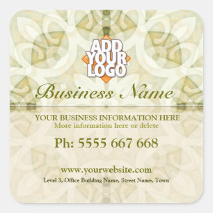Geometrica Floral Earth Green met Logo Business Vierkante Sticker