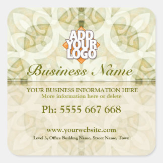 Geometrica Floral Earth Green met Logo Business Vierkante Sticker