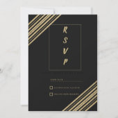 Geometrical black gold typography RSVP Kaart (Voorkant)