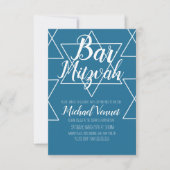 Geometrical Blue White Bar Mitzvah Kaart (Voorkant)