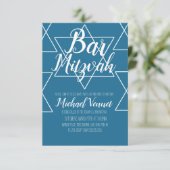 Geometrical Blue White Bar Mitzvah Kaart (Staand voorkant)