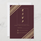 Geometrical burgundy gold typo RSVP  Kaart (Voorkant)