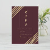 Geometrical burgundy gold typo RSVP  Kaart (Staand voorkant)