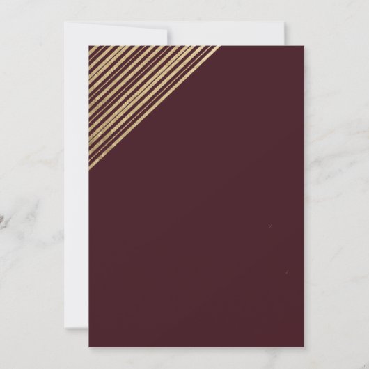 Geometrical burgundy gold typo RSVP  Kaart (Achterkant)