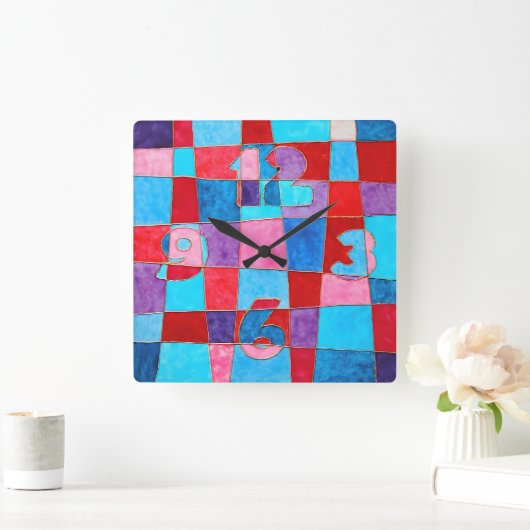 geometrical colorful pattern vierkante klok (Huis)