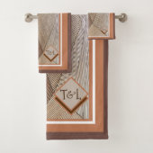 Geometrics Brown Shades Personalized Bad Handdoek (Insitu)