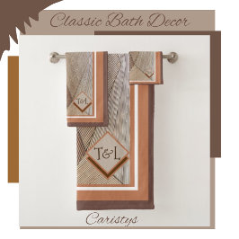 Geometrics Brown Shades Personalized Bad Handdoek