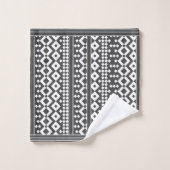 Geometrics Charcoal Gray and White Towel Bad Handdoek (Wasdoekje)