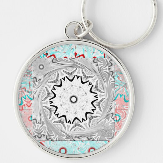 Geometrie Afrika roze cyaan Sleutelhanger (Voorkant)