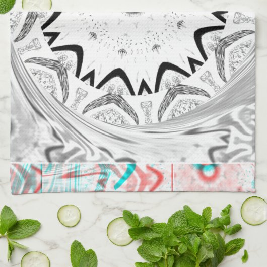 Geometrie Afrika roze cyaan Theedoek (Gevouwen)