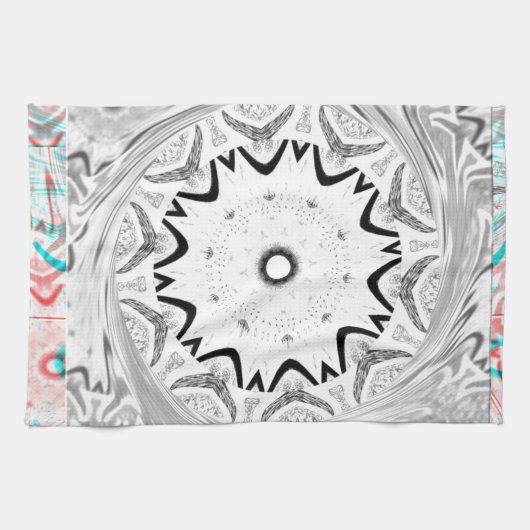 Geometrie Afrika roze cyaan Theedoek (Horizontaal)