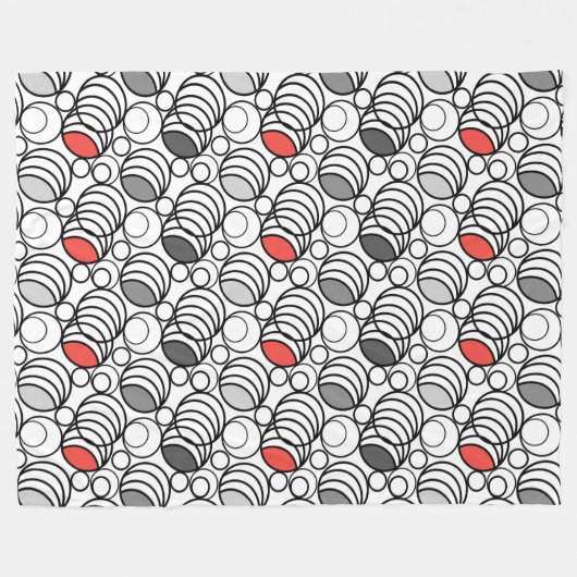 Geometrie cirkels en ringen decor retro jaren zest fleece deken (Voorkant (Horizontaal))