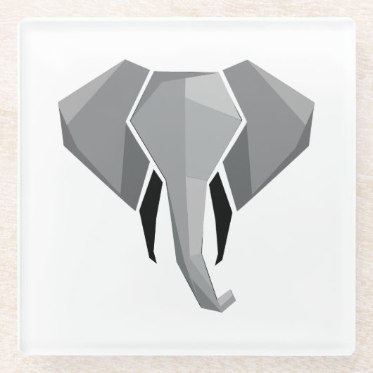 Geometrie Elephant Head Glazen Onderzetter (Voorkant)