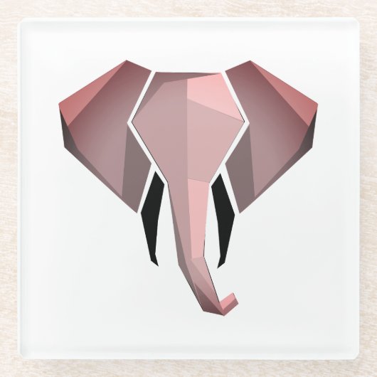 Geometrie Elephant Head Glazen Onderzetter (Voorkant)