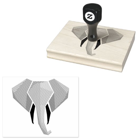 Geometrie Elephant Head Rubberstempel (Gestempeld)