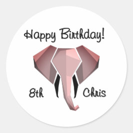 Geometrie Elephant Head Verjaardag Leeftijd en Naa Ronde Sticker