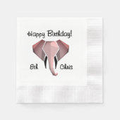 Geometrie Elephant Head Verjaardag Leeftijd en Naa Servet (Voorkant)