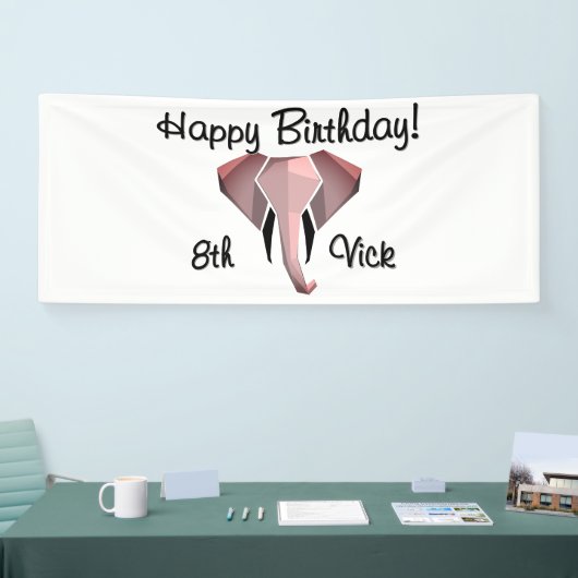 Geometrie Elephant Head Verjaardag Leeftijd en Naa Spandoek (Beurs)