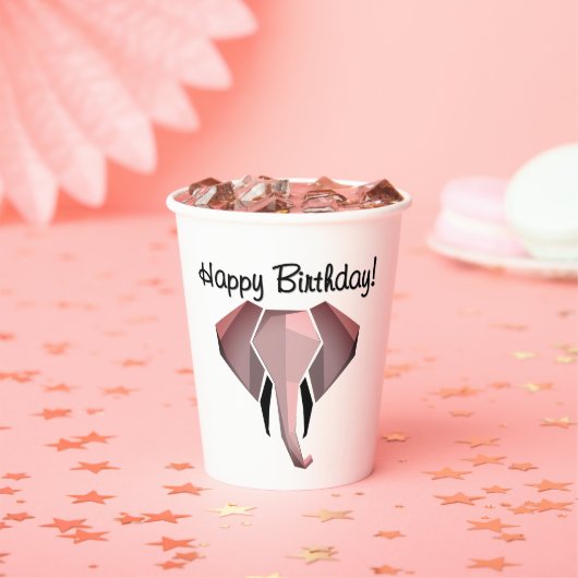 Geometrie Elephant Head Verjaardag Papieren Bekers (Insitu)