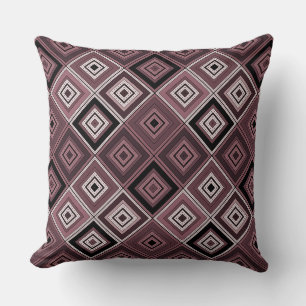 Geometrie etnische patchwork bruin bordeauxrood kussen