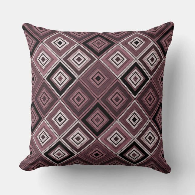 Geometrie etnische patchwork bruin bordeauxrood  kussen (Voorkant)
