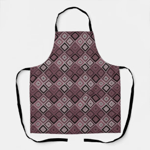 Geometrie etnische patchwork bruin bordeauxrood  schort