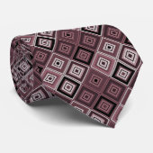 Geometrie etnische patchwork bruin bordeauxrood stropdas (Opgerold)