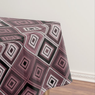 Geometrie etnische patchwork bruin bordeauxrood tafelkleed