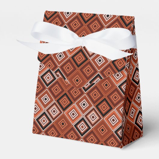 Geometrie etnische patchwork bruin oranje  bedankdoosjes (Voorkant Zijde)