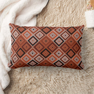 Geometrie etnische patchwork bruin oranje kussen
