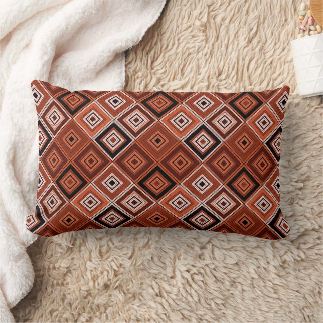 Geometrie etnische patchwork bruin oranje  kussen (Deken)