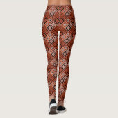 Geometrie etnische patchwork bruin oranje leggings (Achterkant)
