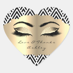 Geometrie Glitter Gold Lash Eyes Liefde & Bedankt Hart Sticker