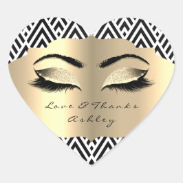 Geometrie Glitter Gold Lash Eyes Liefde & Bedankt  Hart Sticker