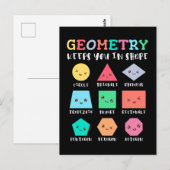 Geometrie houdt je in vorm, geometrische vormen briefkaart (Voorkant / Achterkant)