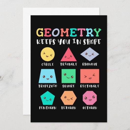 Geometrie houdt je in vorm, geometrische vormen kaart (Voorkant / Achterkant)