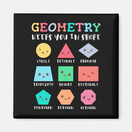Geometrie houdt je in vorm, geometrische vormen magneet (Voorkant)