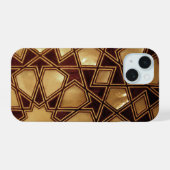 Geometrie in hout iPhone 15 case (Achterkant horizontaal)