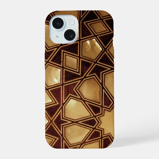 Geometrie in hout iPhone 15 case (Achterkant)