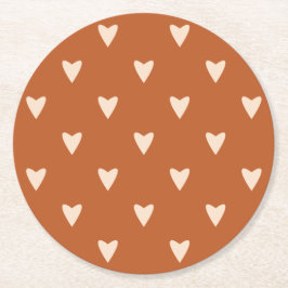Geometrie in Love - crème op red ochre - patroon. Ronde Kartonnen Onderzetter