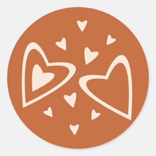 Geometrie in Love - crème op rode ochre - afbeeldi Ronde Sticker (Voorkant)