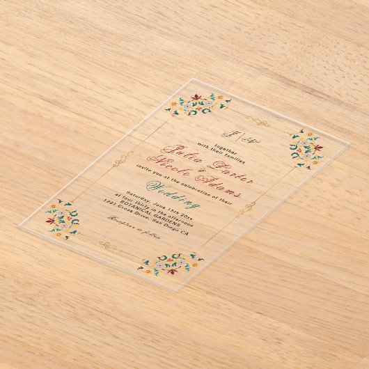 geometrie ingewikkelde klassieke motief bruiloft acryl uitnodigingen (Laagn)