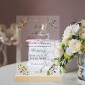 geometrie ingewikkelde klassieke motief bruiloft acryl uitnodigingen