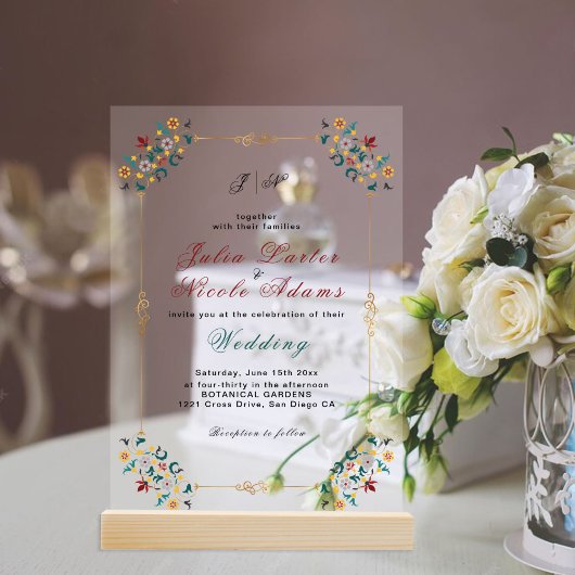  geometrie ingewikkelde klassieke motief bruiloft acryl uitnodigingen