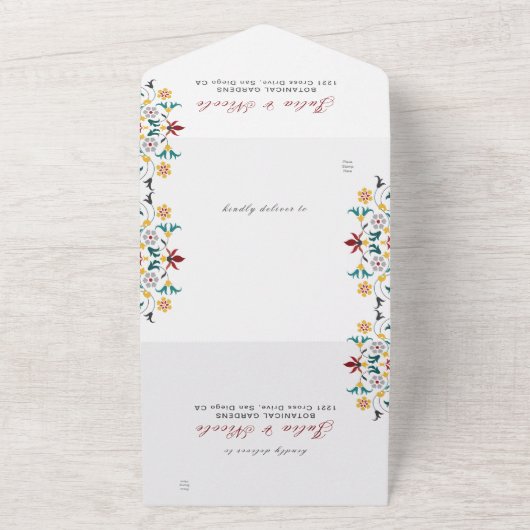 geometrie ingewikkelde klassieke motief bruiloft all in one uitnodiging (Buitenkant)