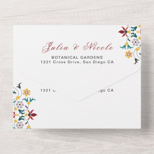 geometrie ingewikkelde klassieke motief bruiloft all in one uitnodiging (Achterkant)