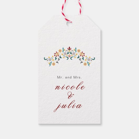  geometrie ingewikkelde klassieke motief bruiloft cadeaulabel (Achterkant)