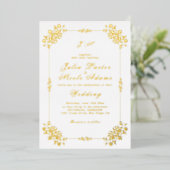  geometrie ingewikkelde klassieke motief bruiloft folie uitnodiging (Staand Voorkant)