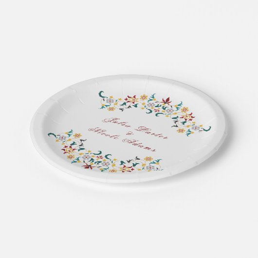  geometrie ingewikkelde klassieke motief bruiloft papieren bordje (Gekanteld)