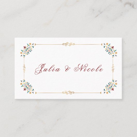  geometrie ingewikkelde klassieke motief bruiloft plaatskaartje (Voorkant)